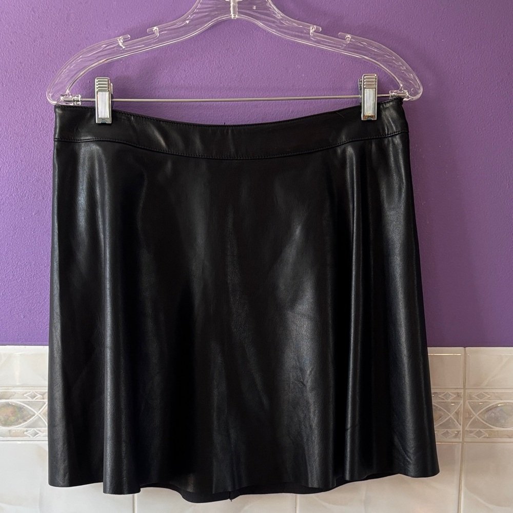 H&M Black Faux Leather Circle Skirt